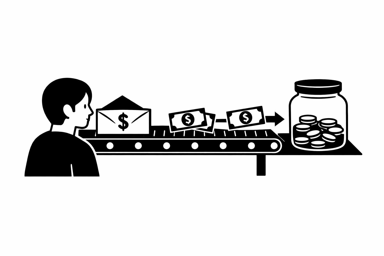 Automatic savings and investing flow from paycheck to future goals